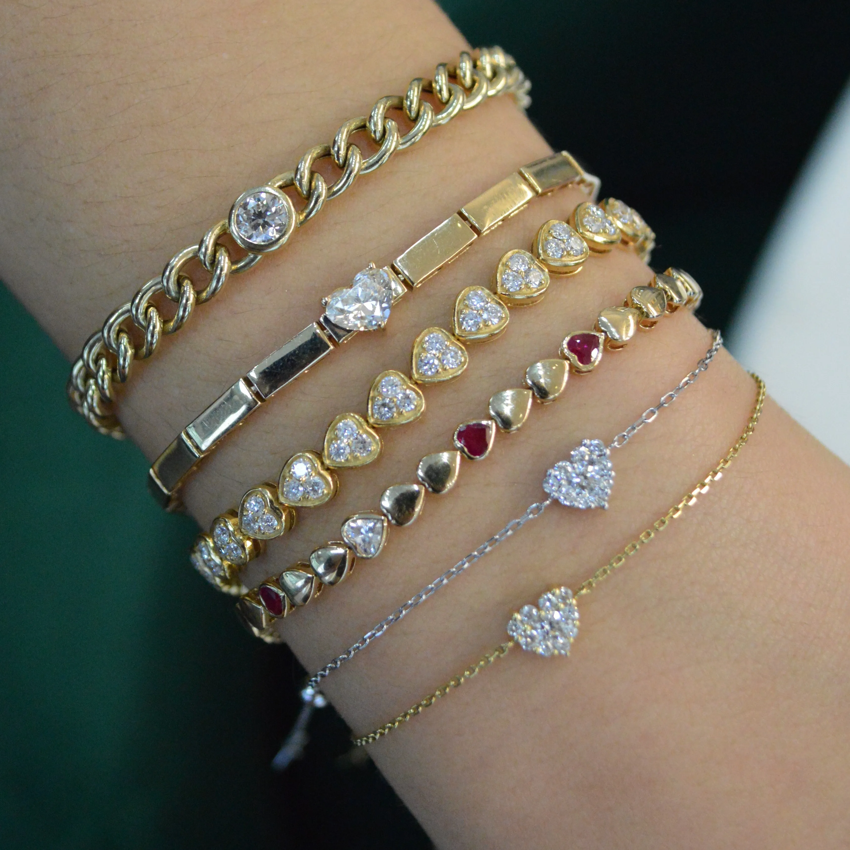 0.68ct Diamond 14K Gold Heart Bracelet