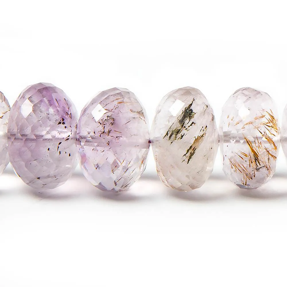 10-12mm Mossy Amethyst Faceted Rondelle Beads 16 inch 54 pieces AAA