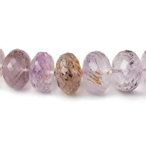 10-12mm Mossy Amethyst Faceted Rondelle Beads 16 inch 54 pieces AAA