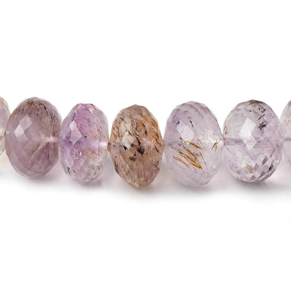 10-12mm Mossy Amethyst Faceted Rondelle Beads 16 inch 54 pieces AAA