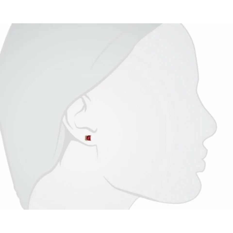 10K Gold Plated 2 Carat Red Ruby Created Stud Earrings