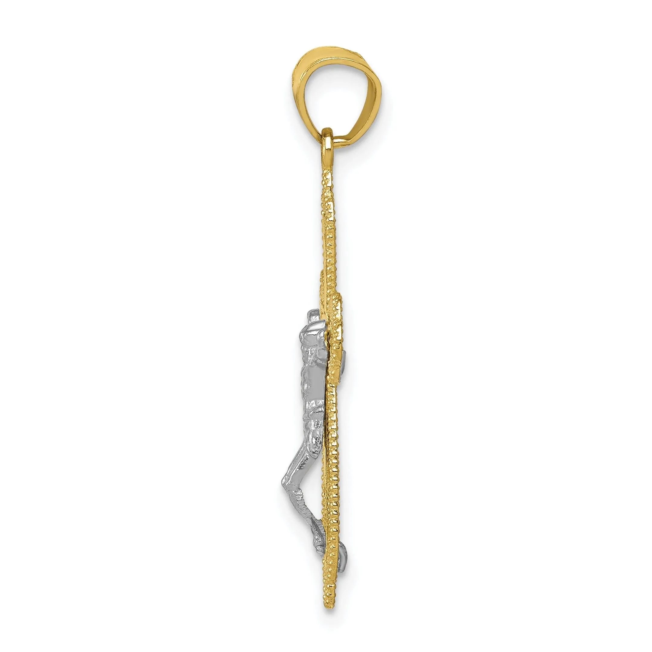 10k Two Tone Gold Filigree Crucifix Pendant