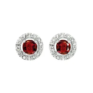 10Kt White Gold Diamond 1/10Ctw & Ruby 1/3Ctw Earring