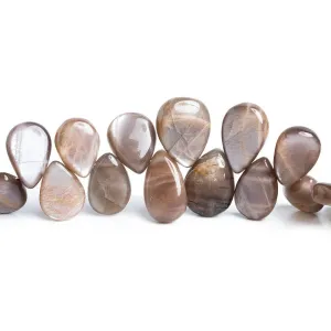 12.5x9mm-14.5x11mm Chocolate Moonstone Plain Pear Beads 8 inch 40 pieces
