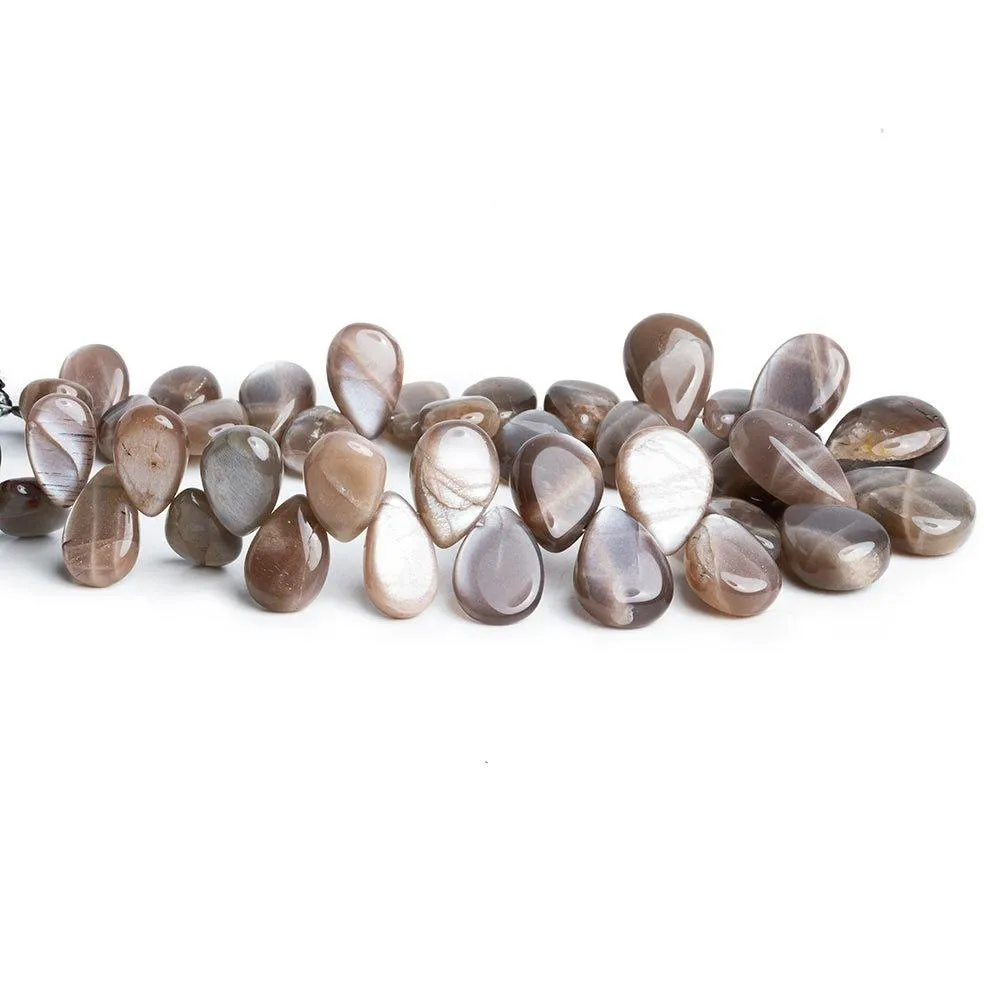 12.5x9mm-14.5x11mm Chocolate Moonstone Plain Pear Beads 8 inch 40 pieces