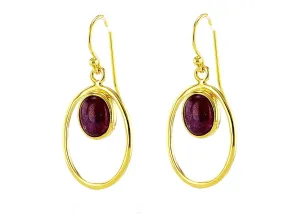 14 Karat gold plated earrings with Ruby
