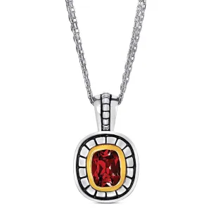 14K And 925 Sterling Silver Pendant with Garnet (141P113904GN)
