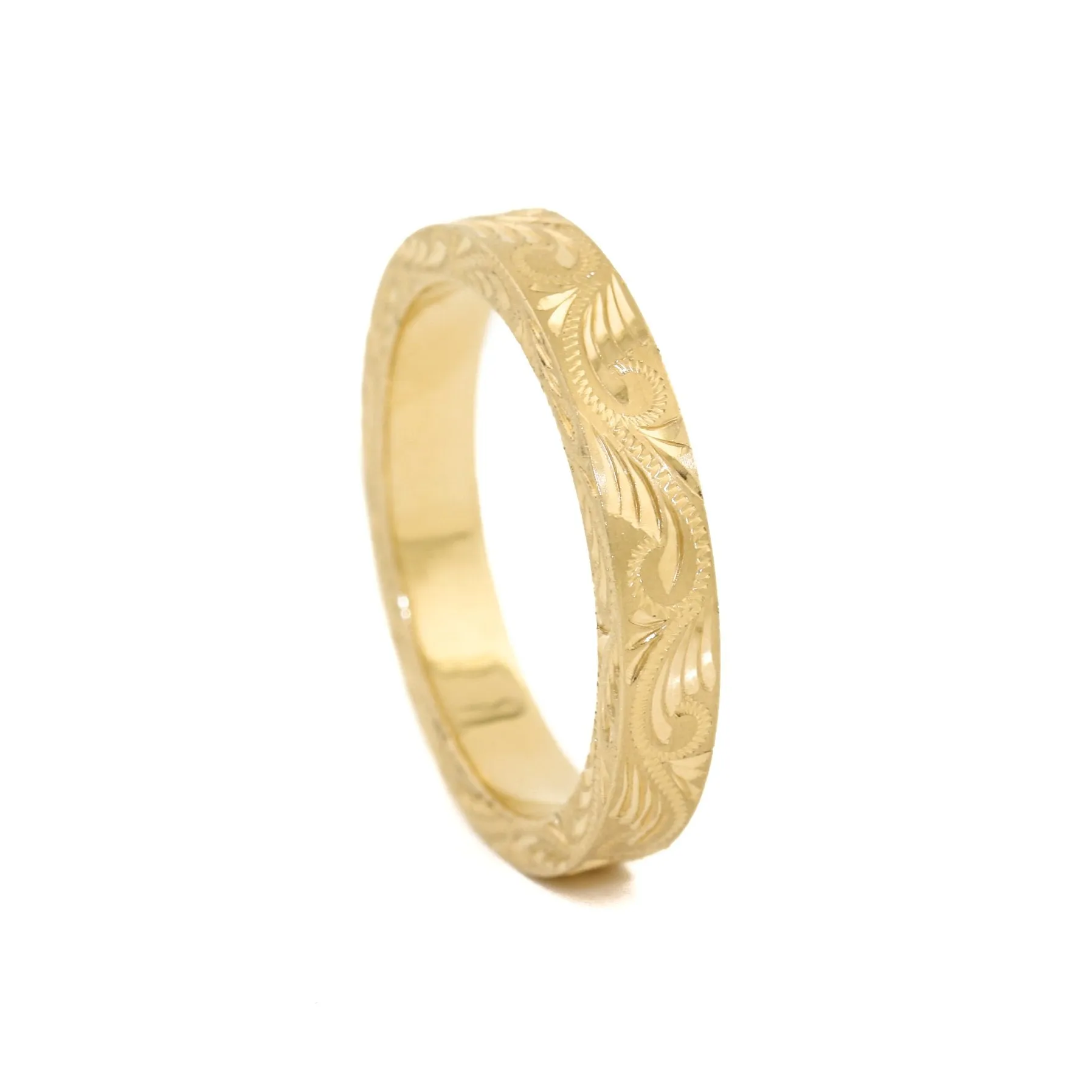 14K Italian Gold x Engraved Filigree Band
