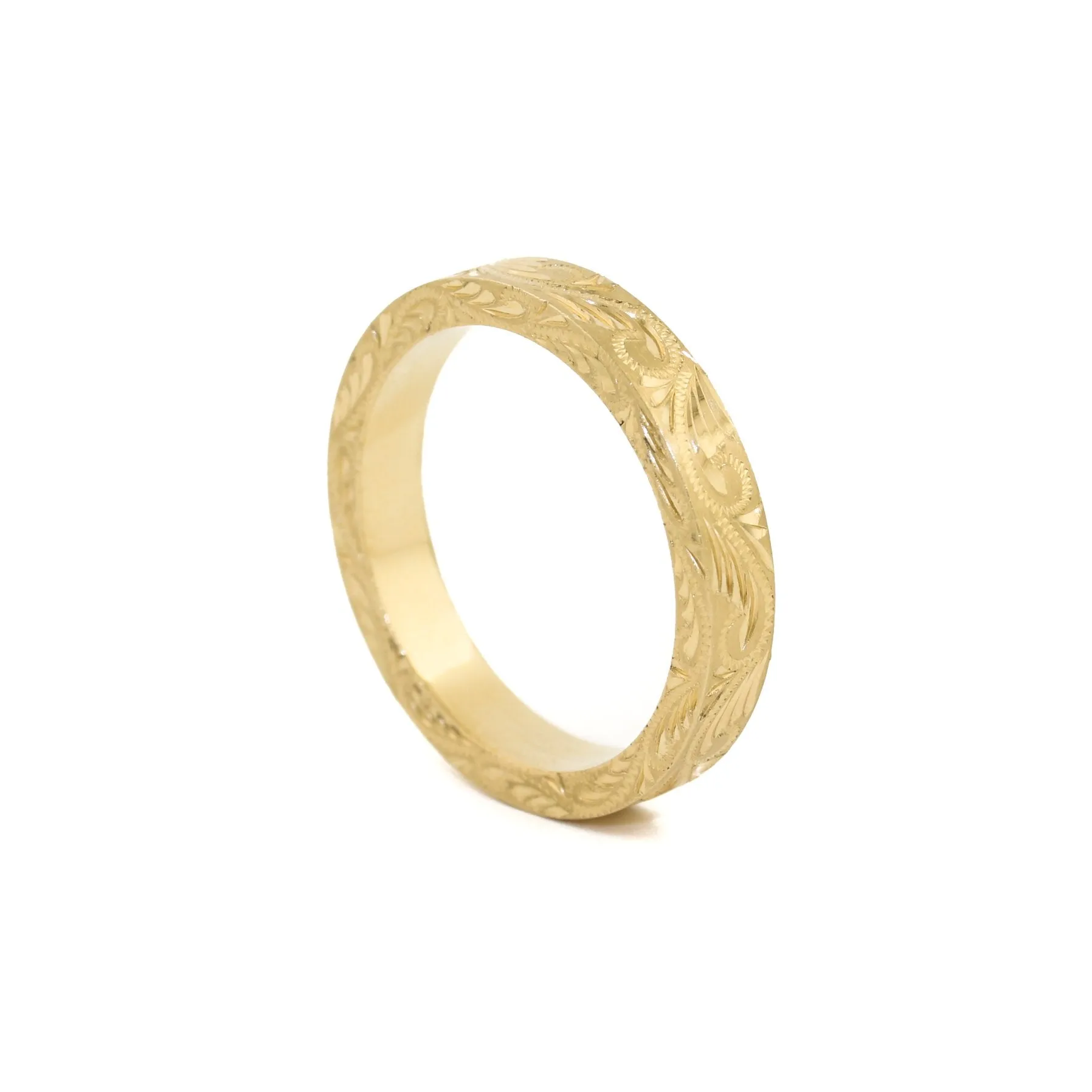 14K Italian Gold x Engraved Filigree Band