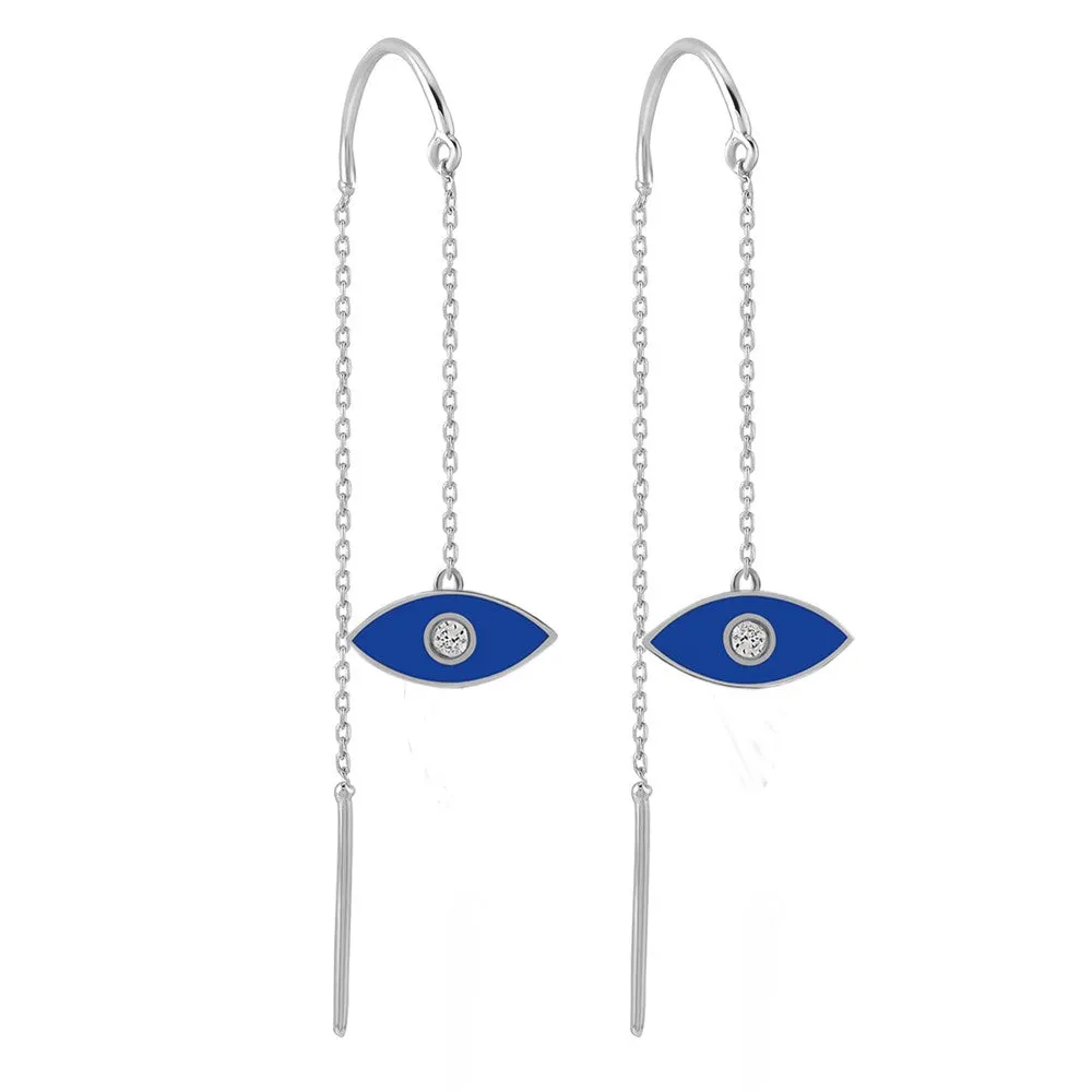 14K Solid Gold Evil Eye Earrings