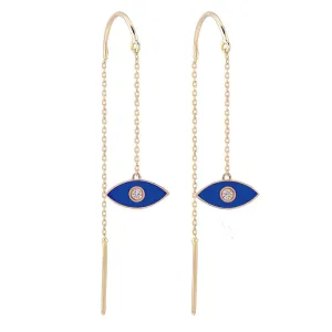 14K Solid Gold Evil Eye Earrings