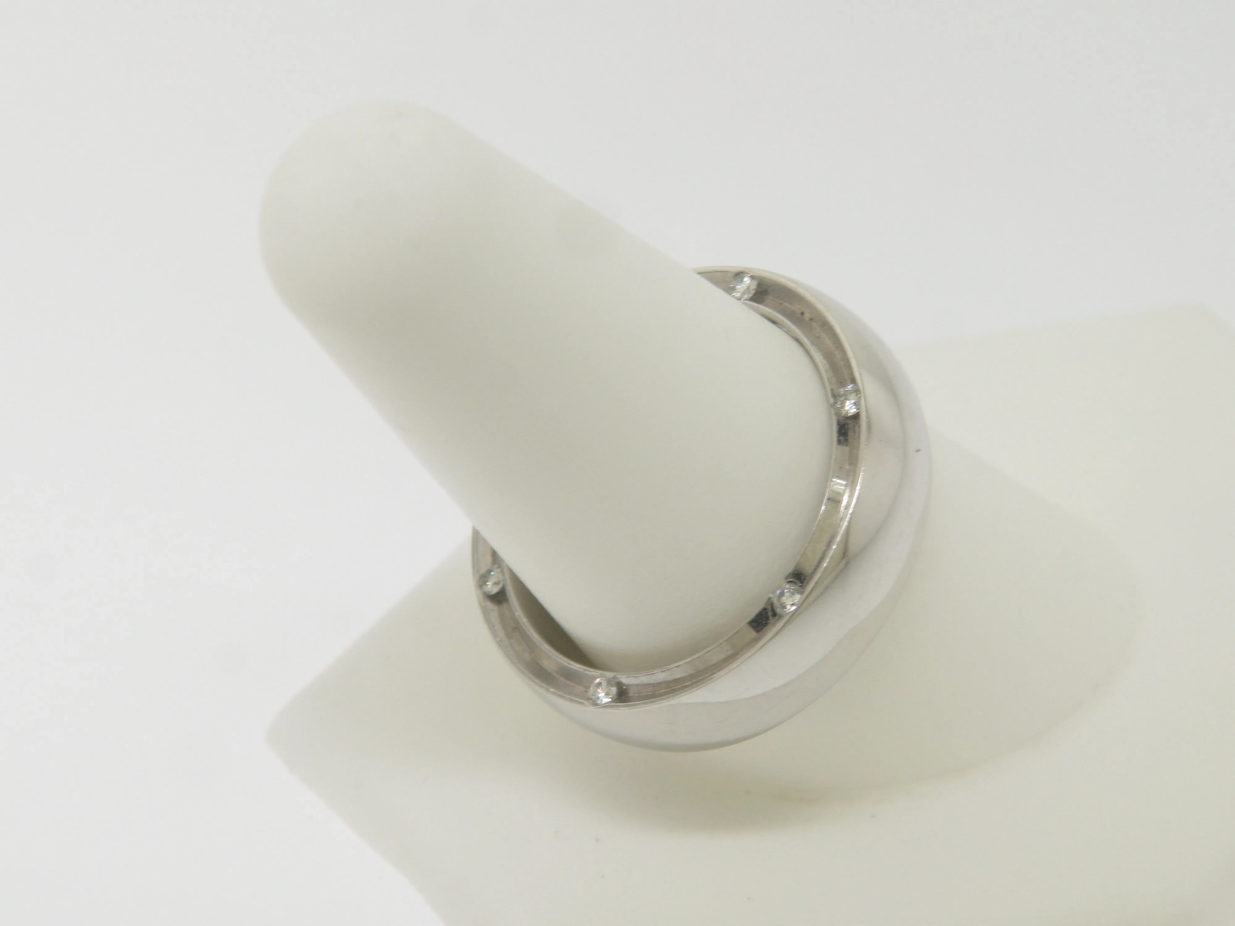 14k White Gold Diamond Mens Wedding Band with Channel Set Diamonds Size 10