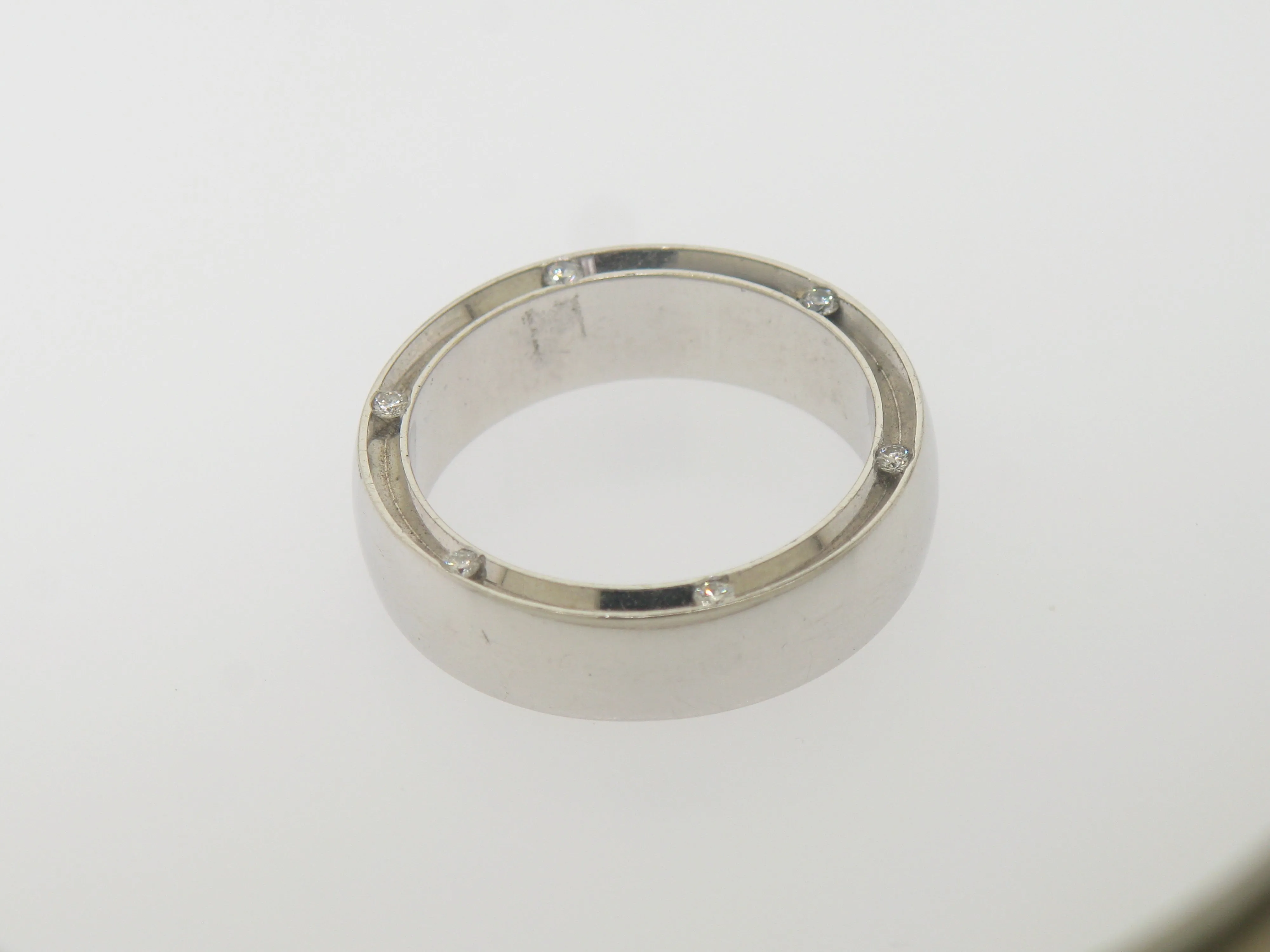 14k White Gold Diamond Mens Wedding Band with Channel Set Diamonds Size 10