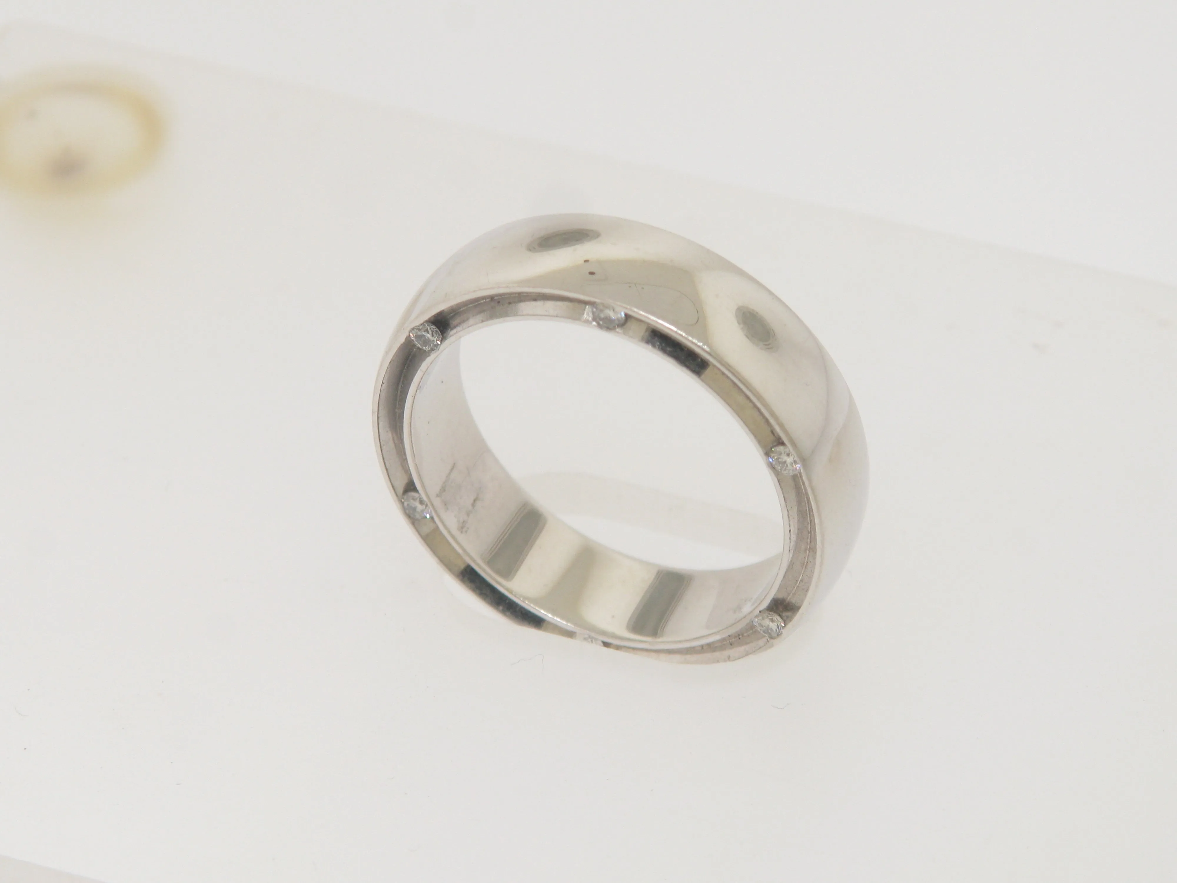 14k White Gold Diamond Mens Wedding Band with Channel Set Diamonds Size 10