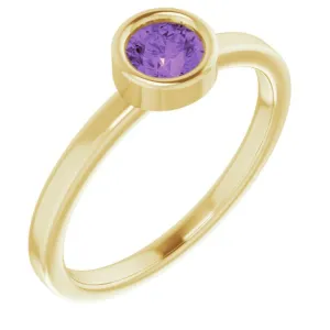 14K Yellow 4.5 mm Natural Amethyst Ring