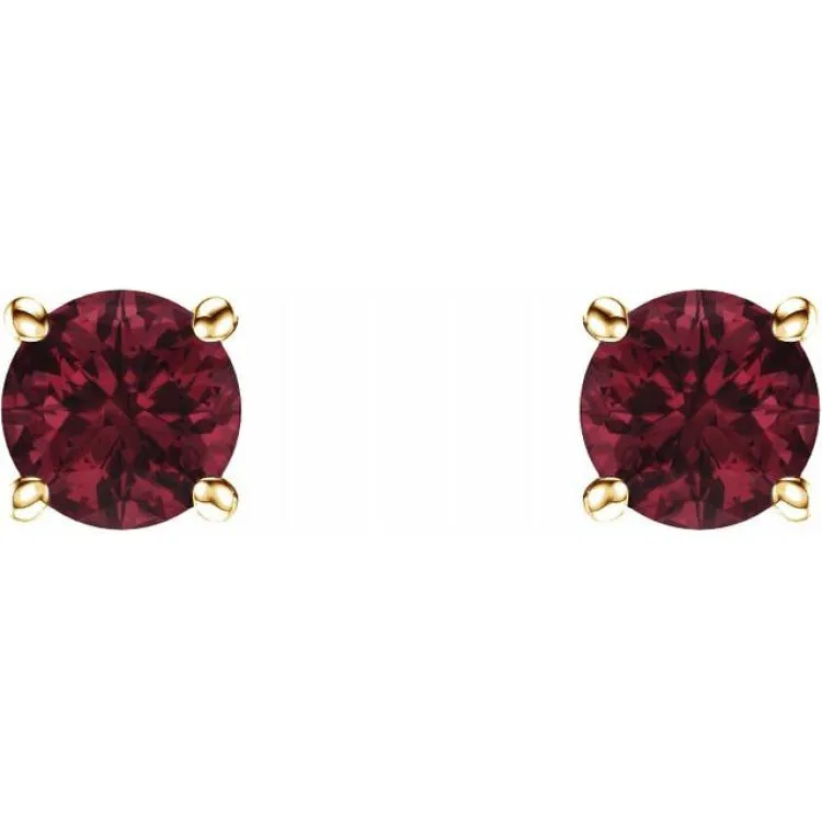 14K Yellow 5 mm Natural Mozambique Garnet Stud Earrings