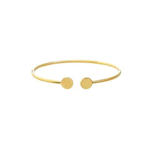 14k Yellow Gold Cuff Bracelet with Disc Ends