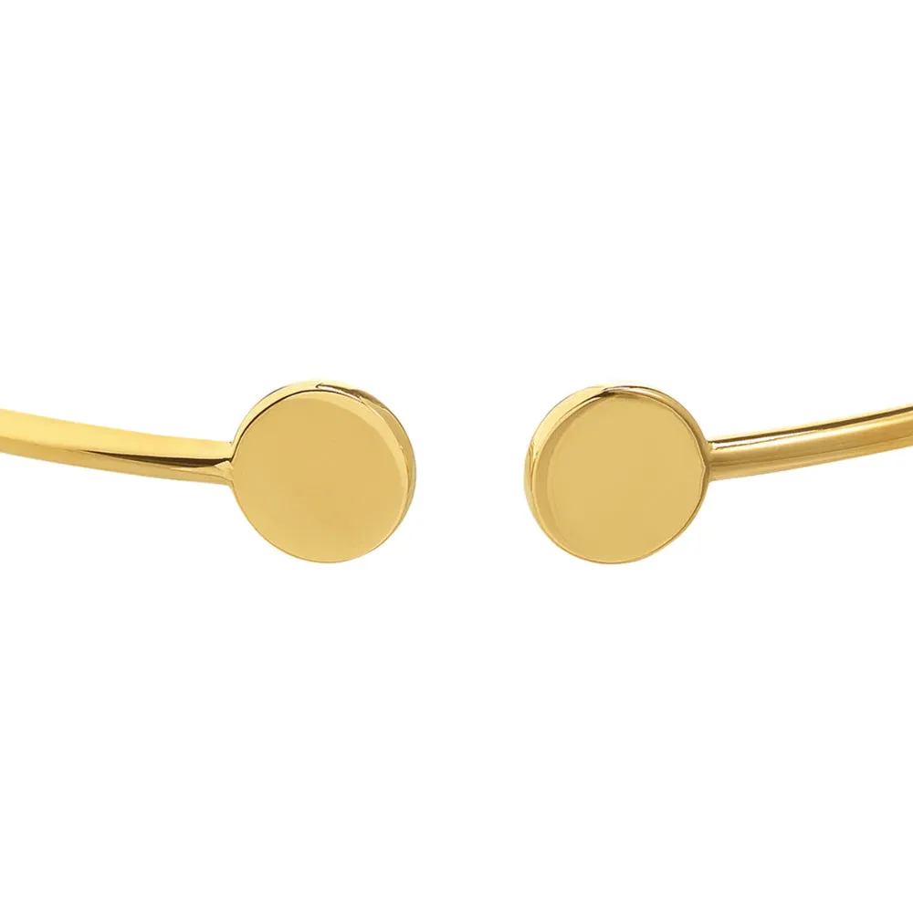 14k Yellow Gold Cuff Bracelet with Disc Ends