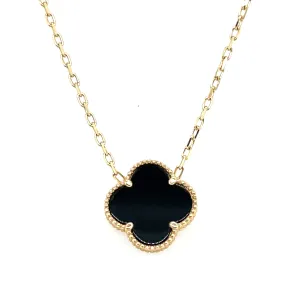 14K Yellow Gold Onyx Motif Necklace