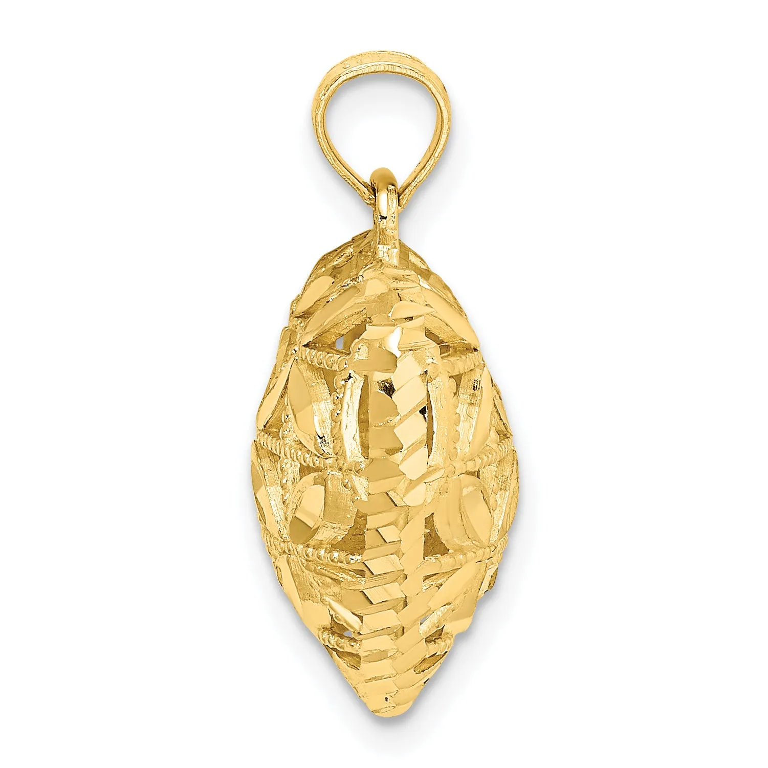 14k Yellow Gold Polished 3-D Filigree Design Puffed Heart Pendant