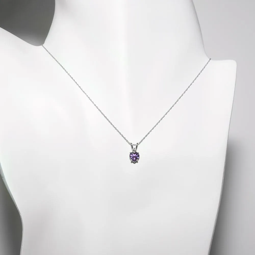 14KT GOLD 0.70 CT HEART AMETHYST AND DIAMOND NECKLACE