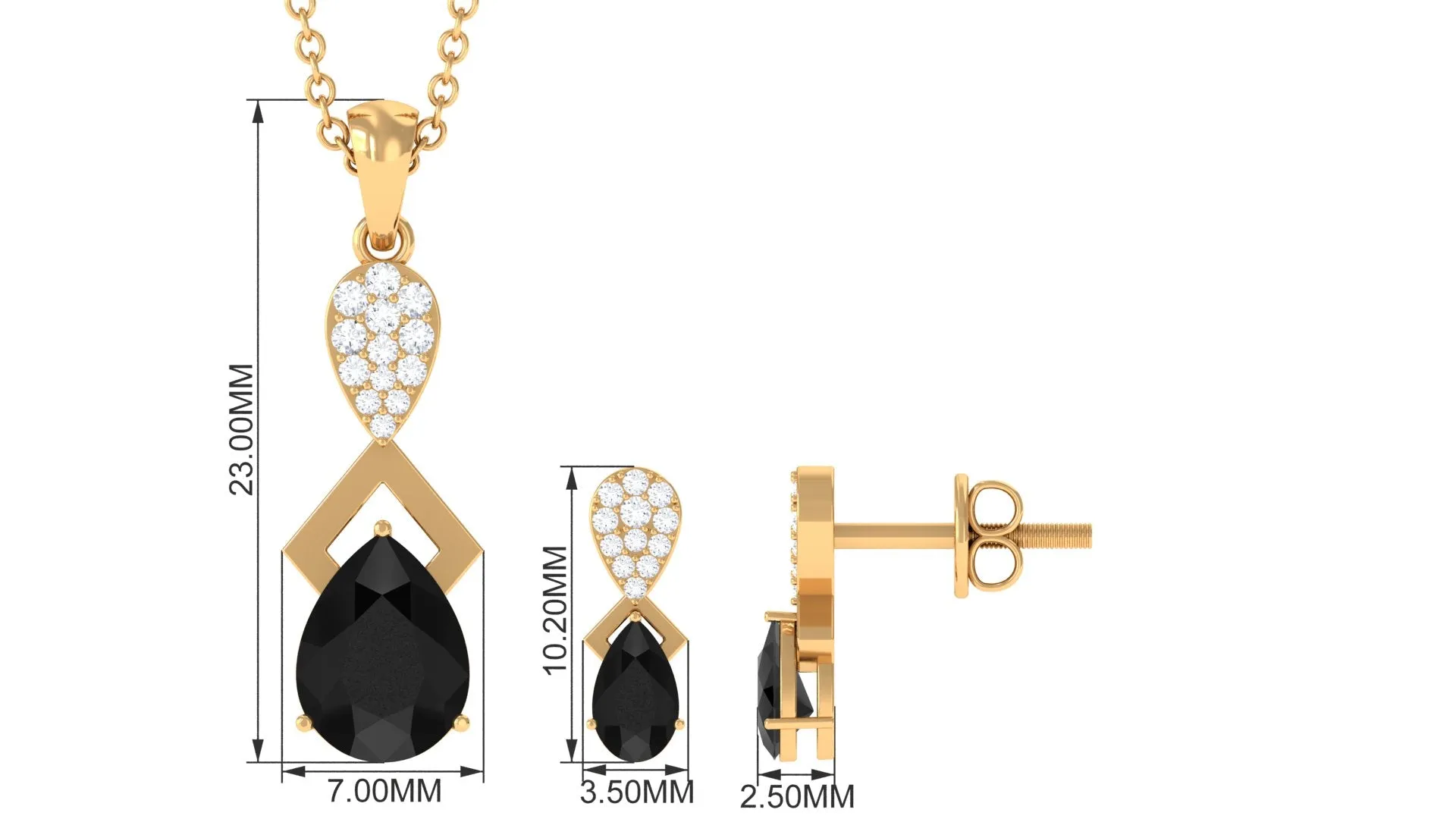 1.50 CT Designer Black Onyx Dangle jewelry Set with Diamond