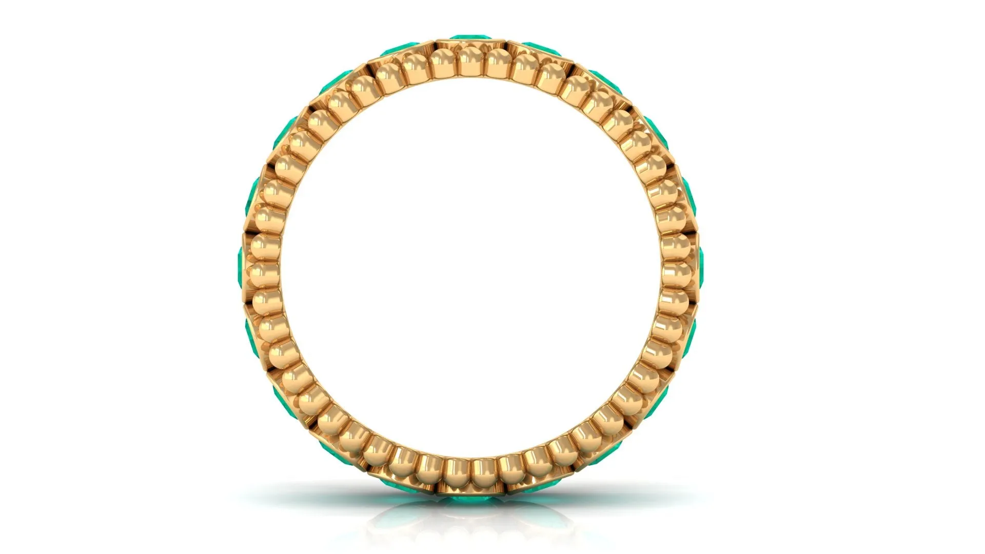 1.50 CT Natural Emerald Full Eternity Band Ring with Beaded Details