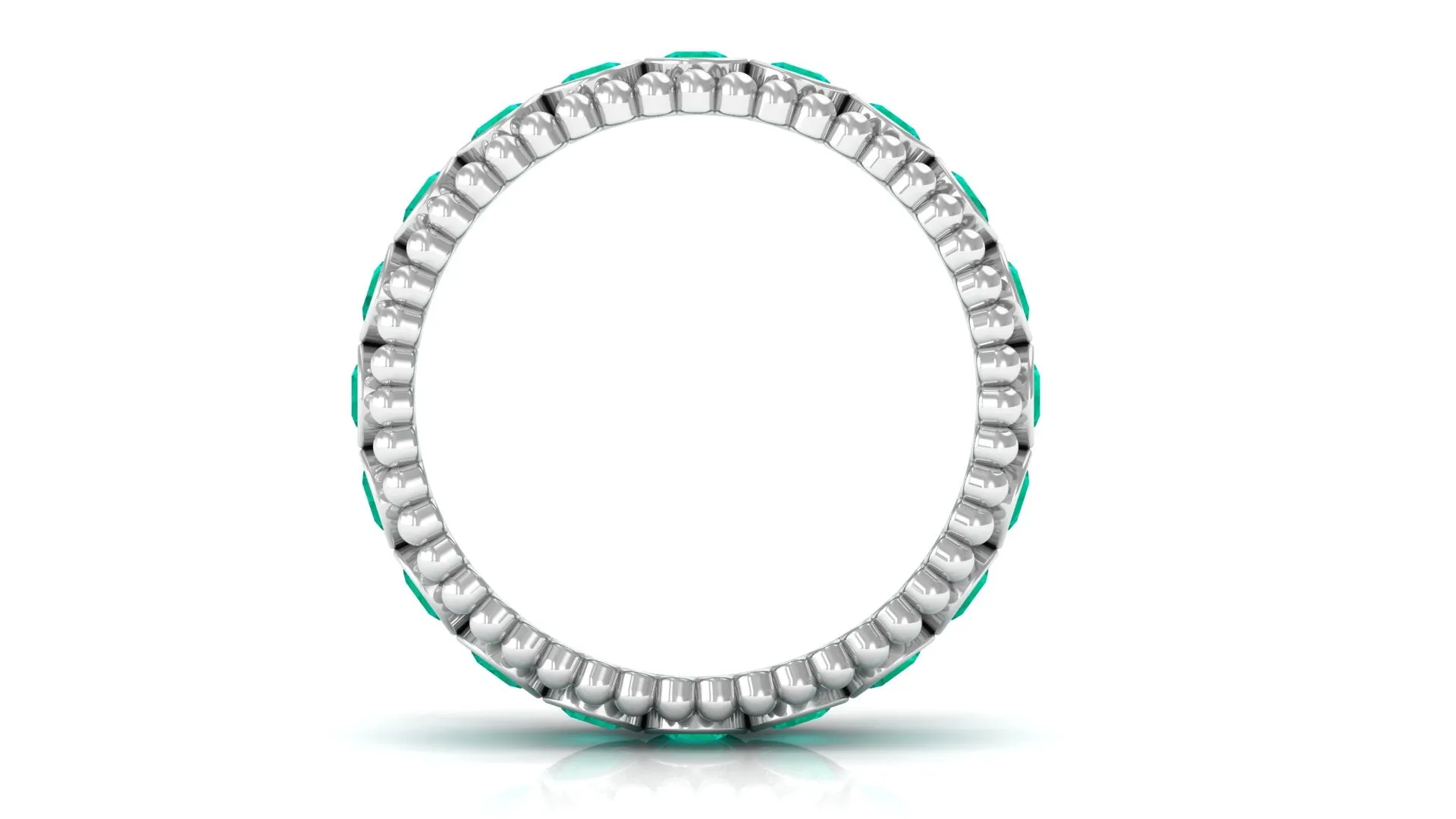 1.50 CT Natural Emerald Full Eternity Band Ring with Beaded Details