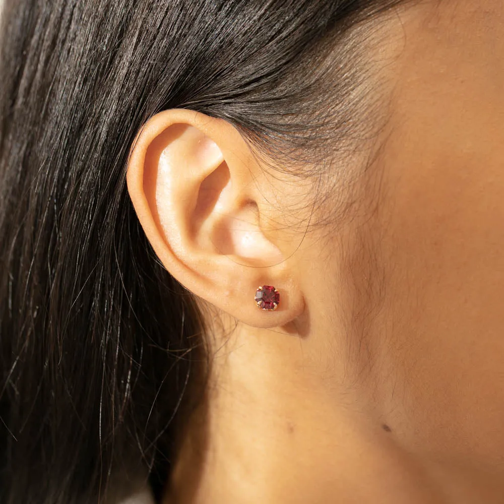 18ct Rose Gold Garnet Octavia Stud Earrings