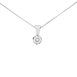 18ct White Gold Round Brilliant Cut Diamond Pendant - 0.33ct