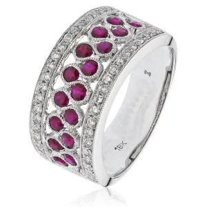 18CT White Gold Ruby and Diamond Cocktail Ring