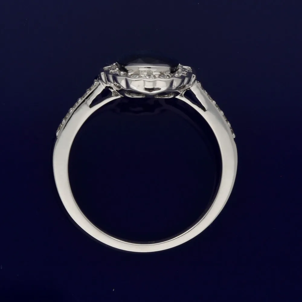 18ct White Gold Sapphire & Diamond Oval Cluster Ring