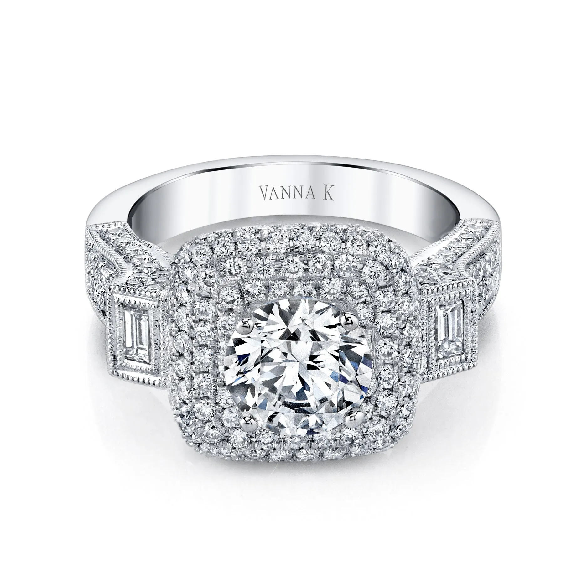 18K White Gold Halo Diamond Engagement Ring