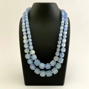 1960s Ice Blue Faceted Glass Bead Necklace