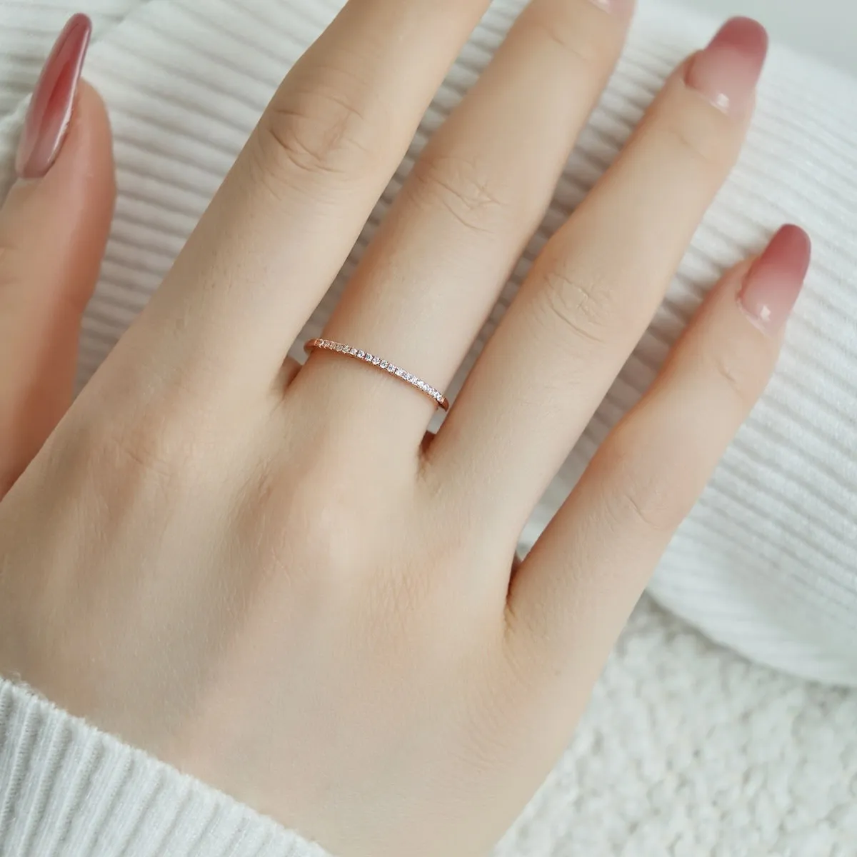 1mm Super Slim Eternity Ring - Rose Gold