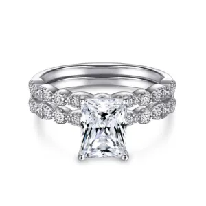 2 Carat Vintage Radiant Cut Bridal Wedding Ring Set