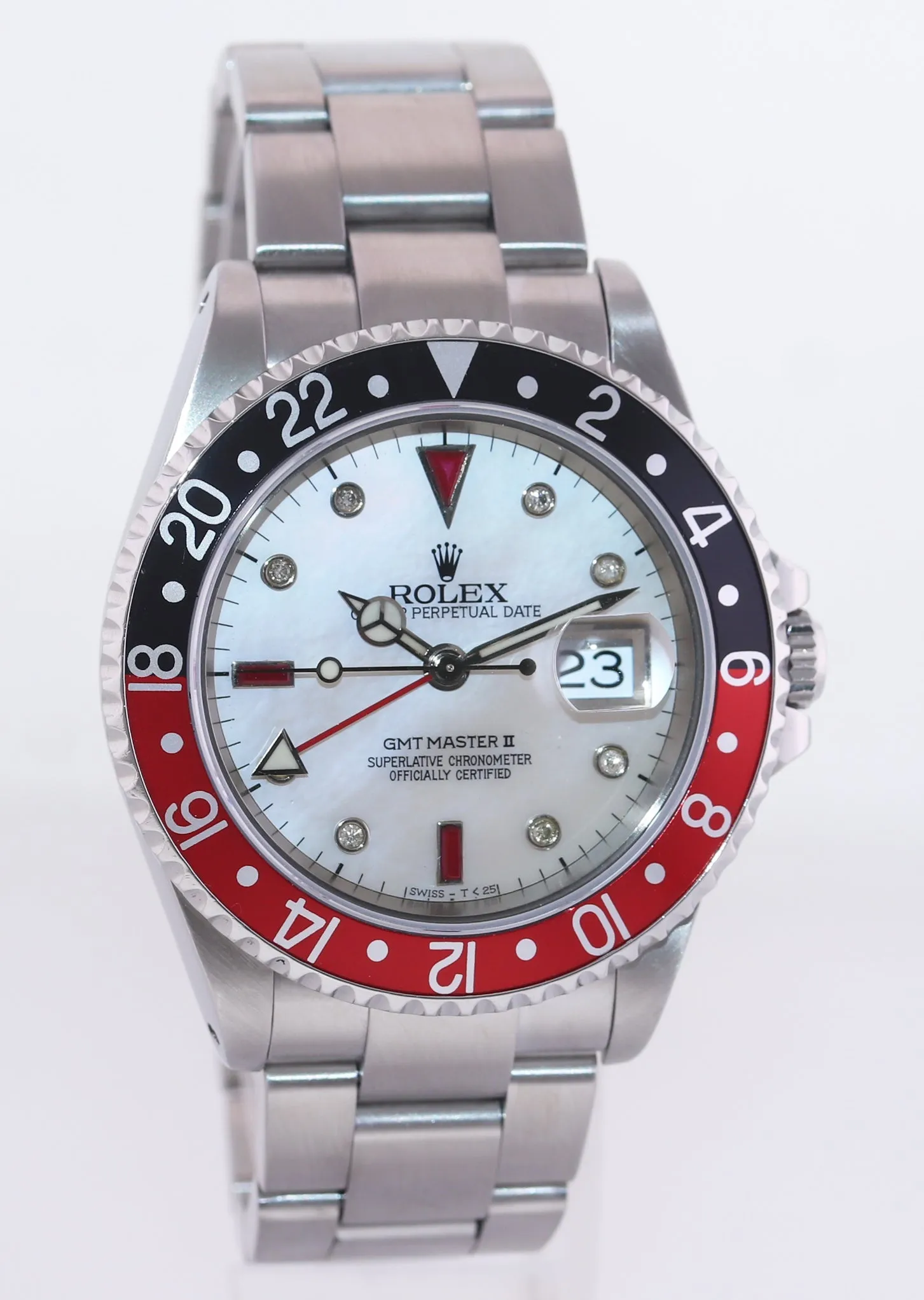 2000 DIAMOND Rolex GMT-Master 2 II Coke Blue Black Steel 16710 40mm Watch Box