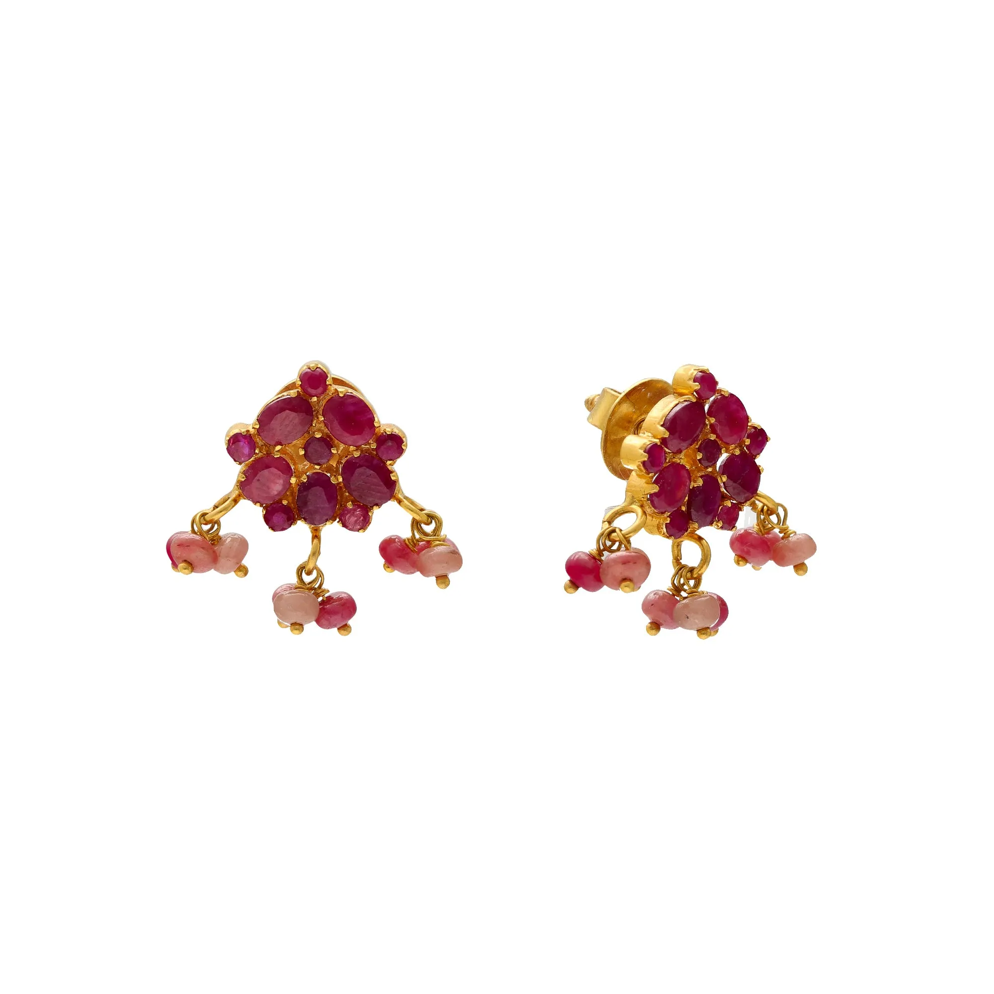 22K Yellow Gold & Ruby Earrings (7.8gm)