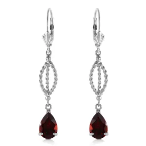 3 Carat 14K Solid White Gold Tonight She Lies Garnet Earrings