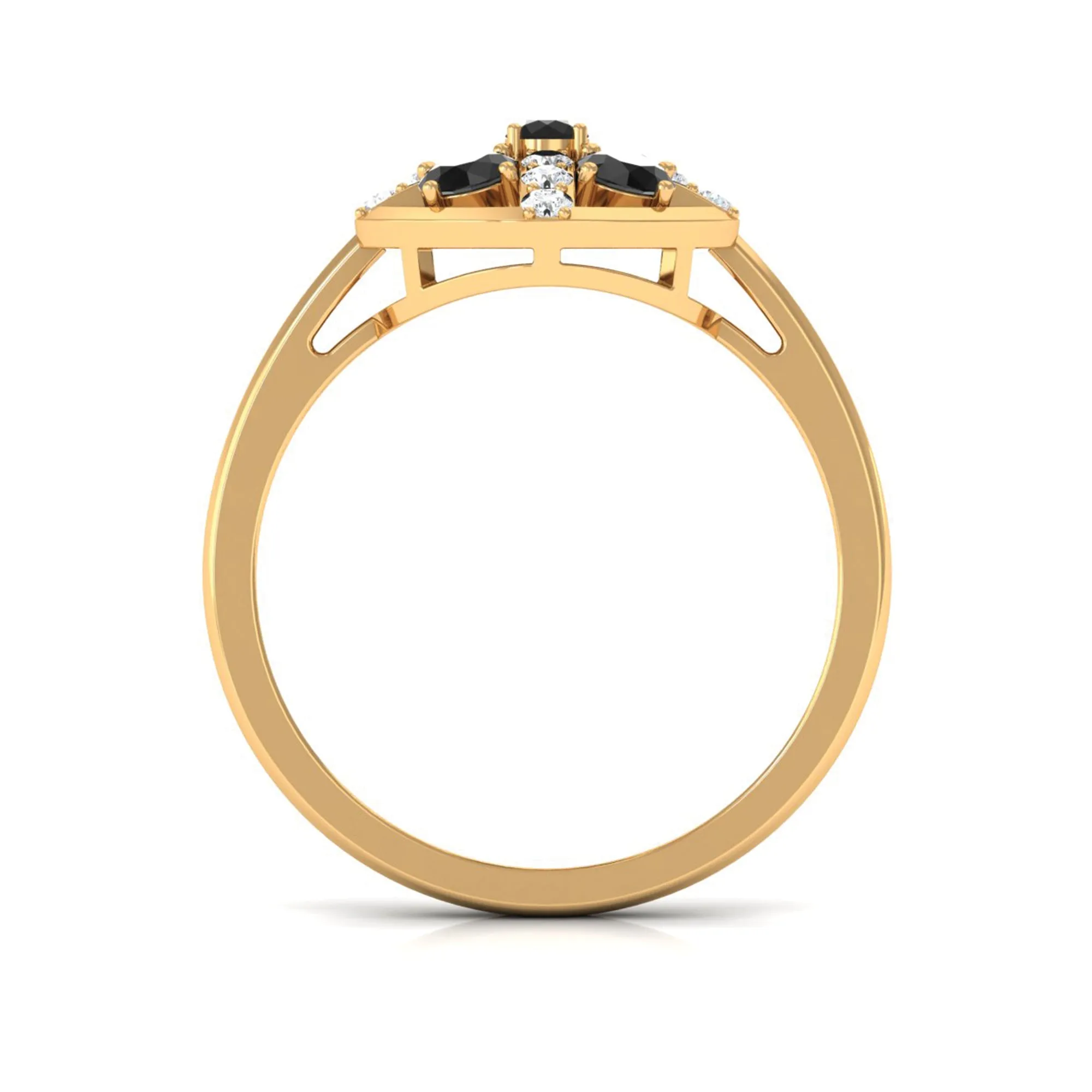 3/4 Carat Contemporary Black Onyx and Diamond Promise Ring