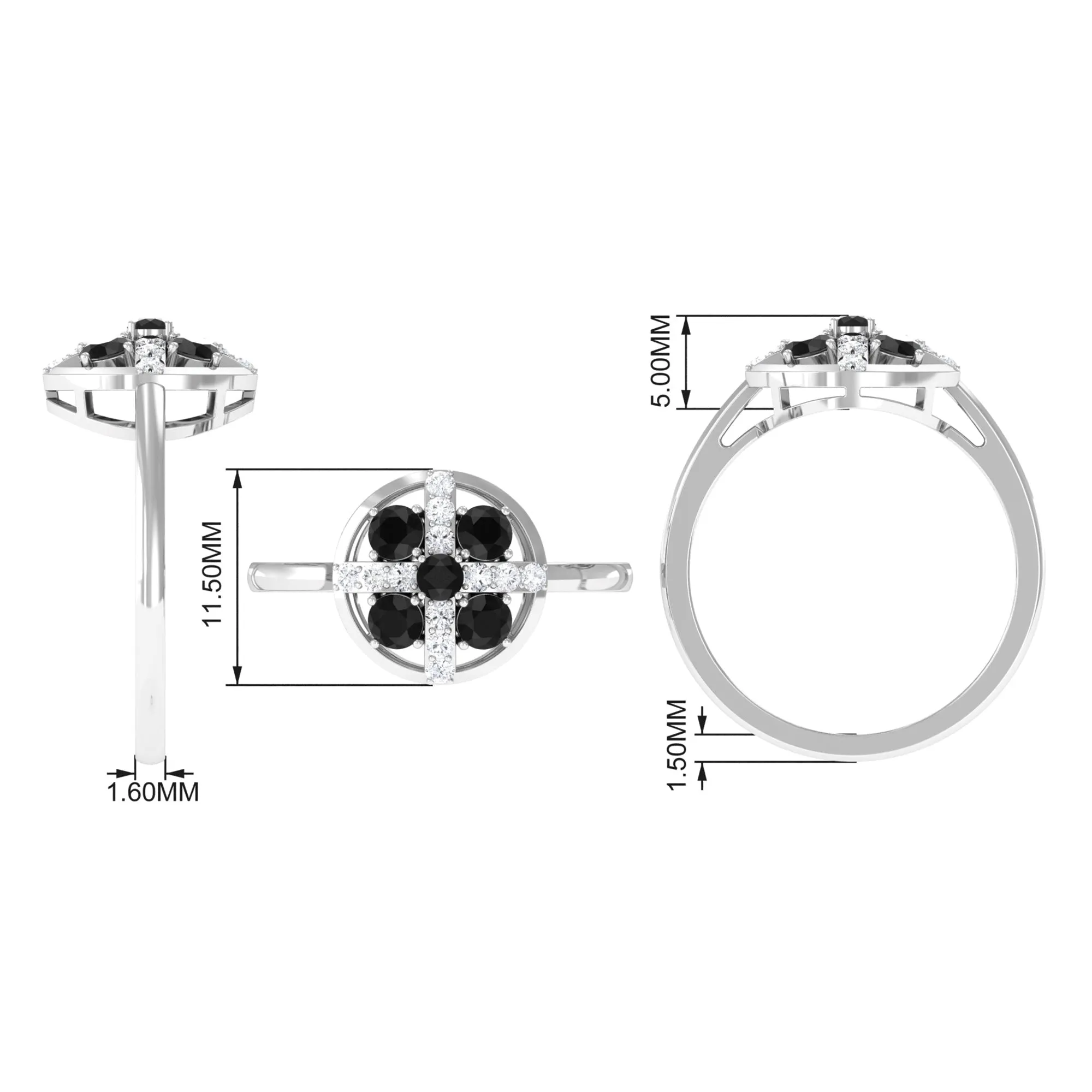 3/4 Carat Contemporary Black Onyx and Diamond Promise Ring