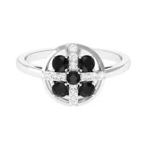 3/4 Carat Contemporary Black Onyx and Diamond Promise Ring