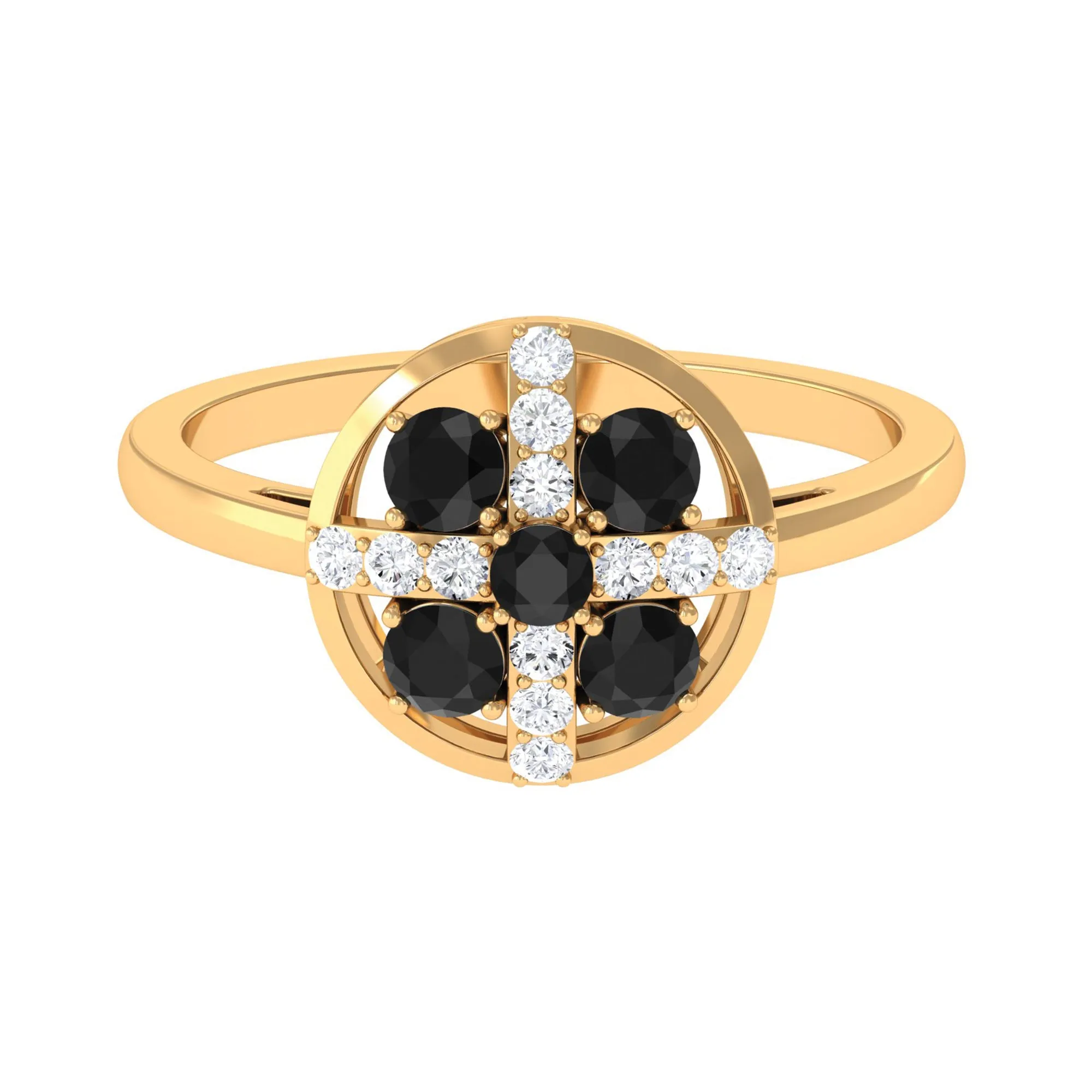 3/4 Carat Contemporary Black Onyx and Diamond Promise Ring