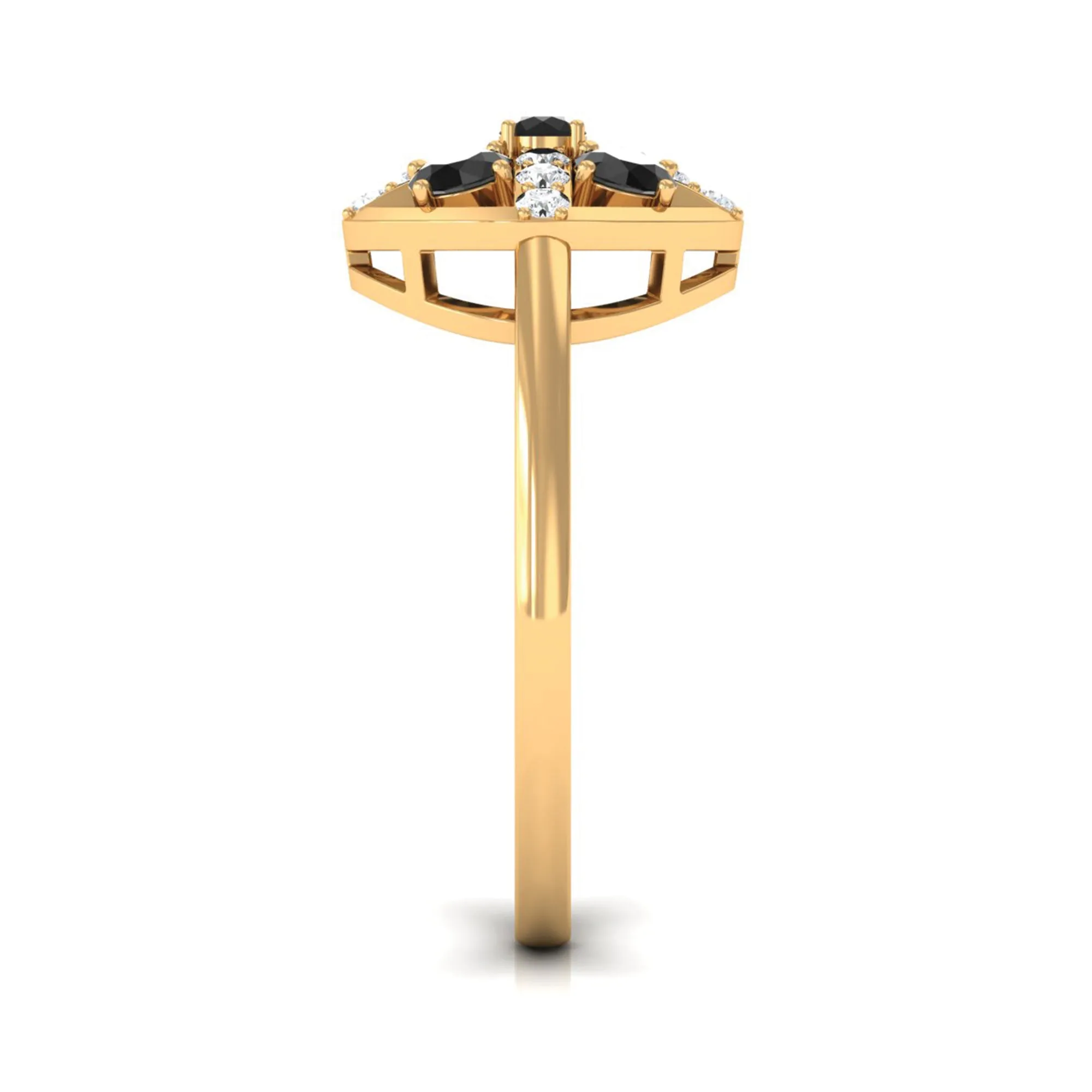 3/4 Carat Contemporary Black Onyx and Diamond Promise Ring