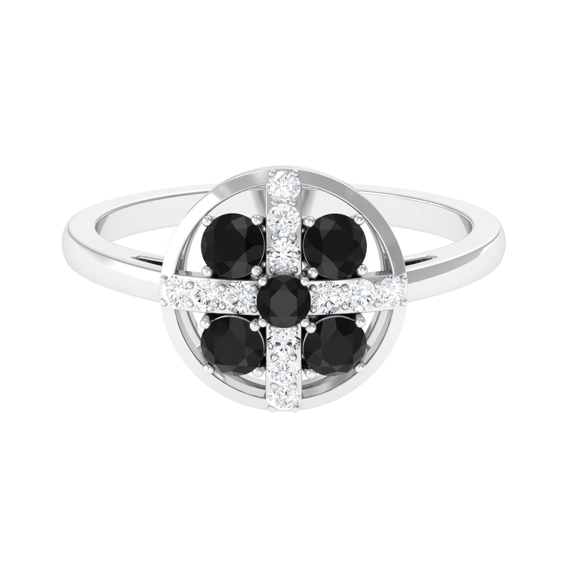 3/4 Carat Contemporary Black Onyx and Diamond Promise Ring