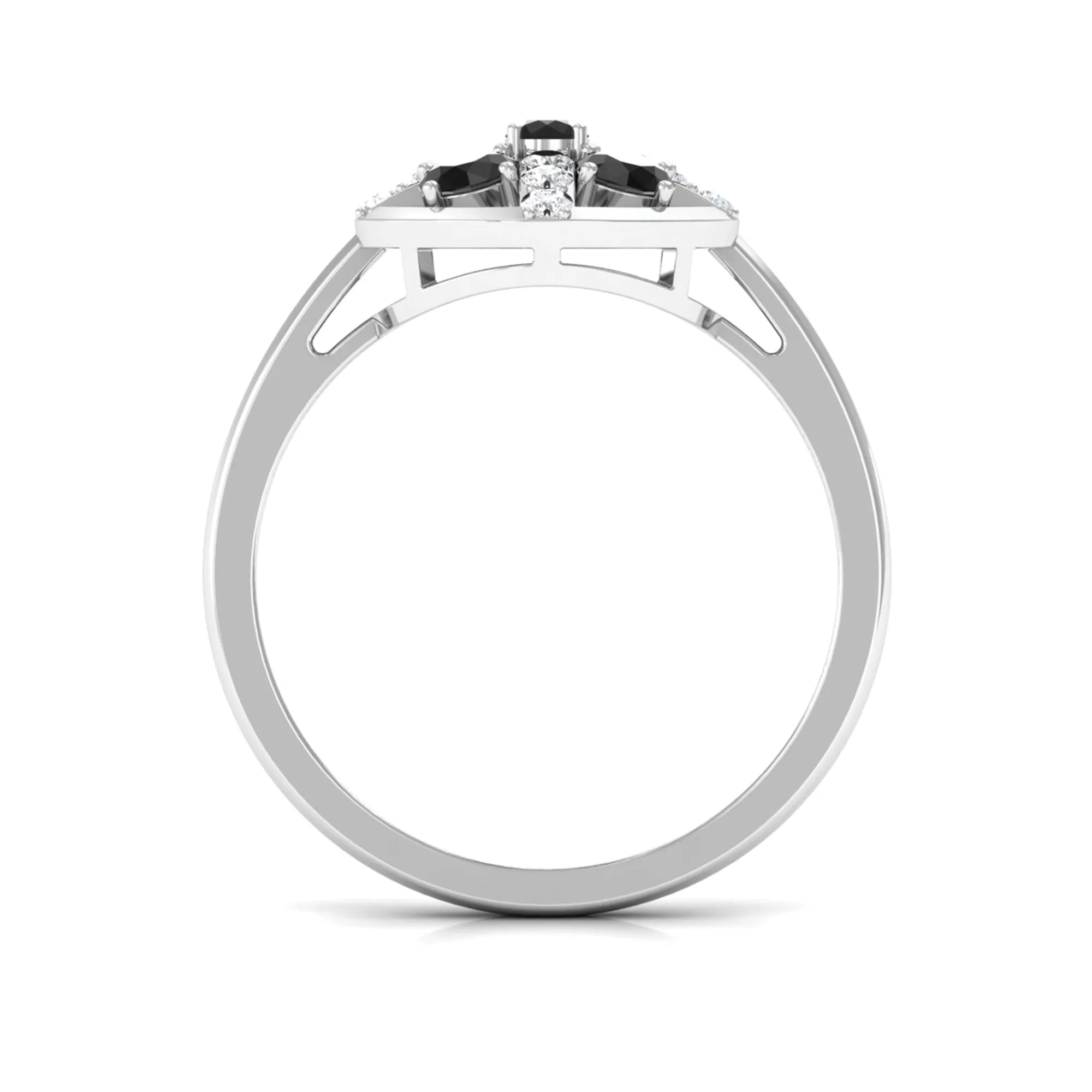 3/4 Carat Contemporary Black Onyx and Diamond Promise Ring