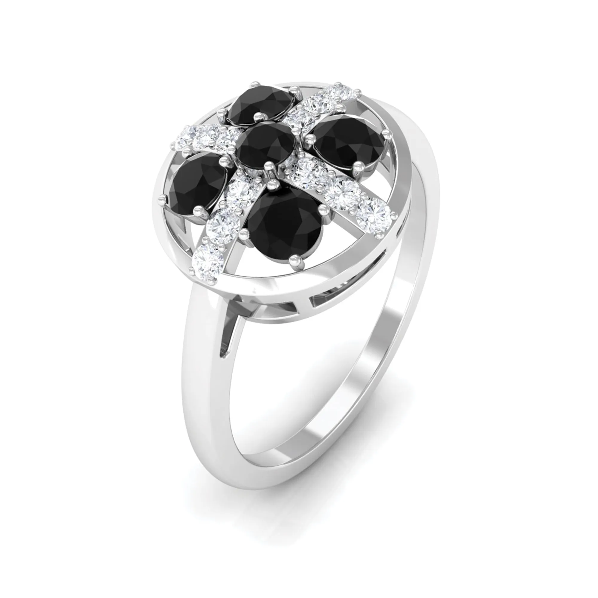 3/4 Carat Contemporary Black Onyx and Diamond Promise Ring