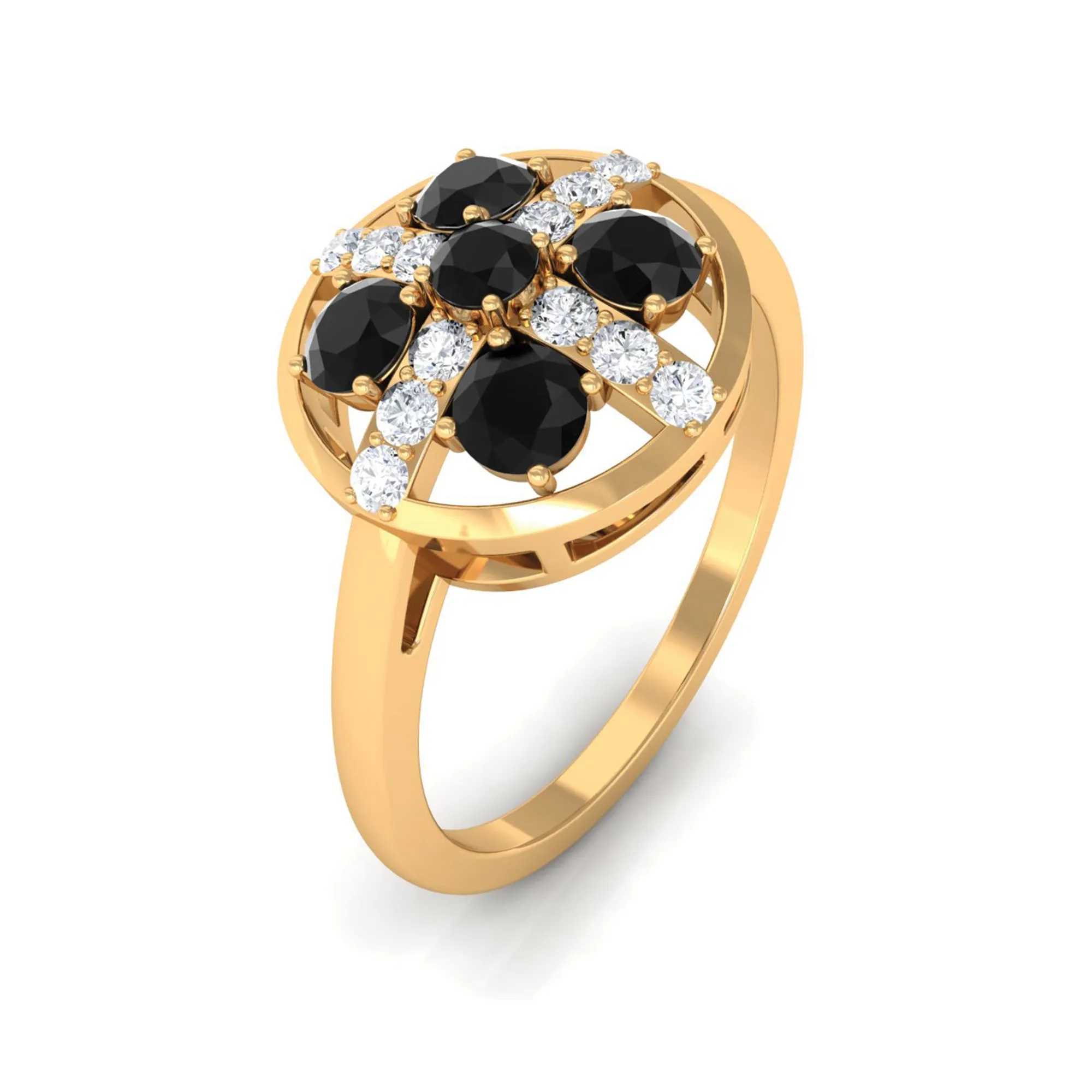 3/4 Carat Contemporary Black Onyx and Diamond Promise Ring