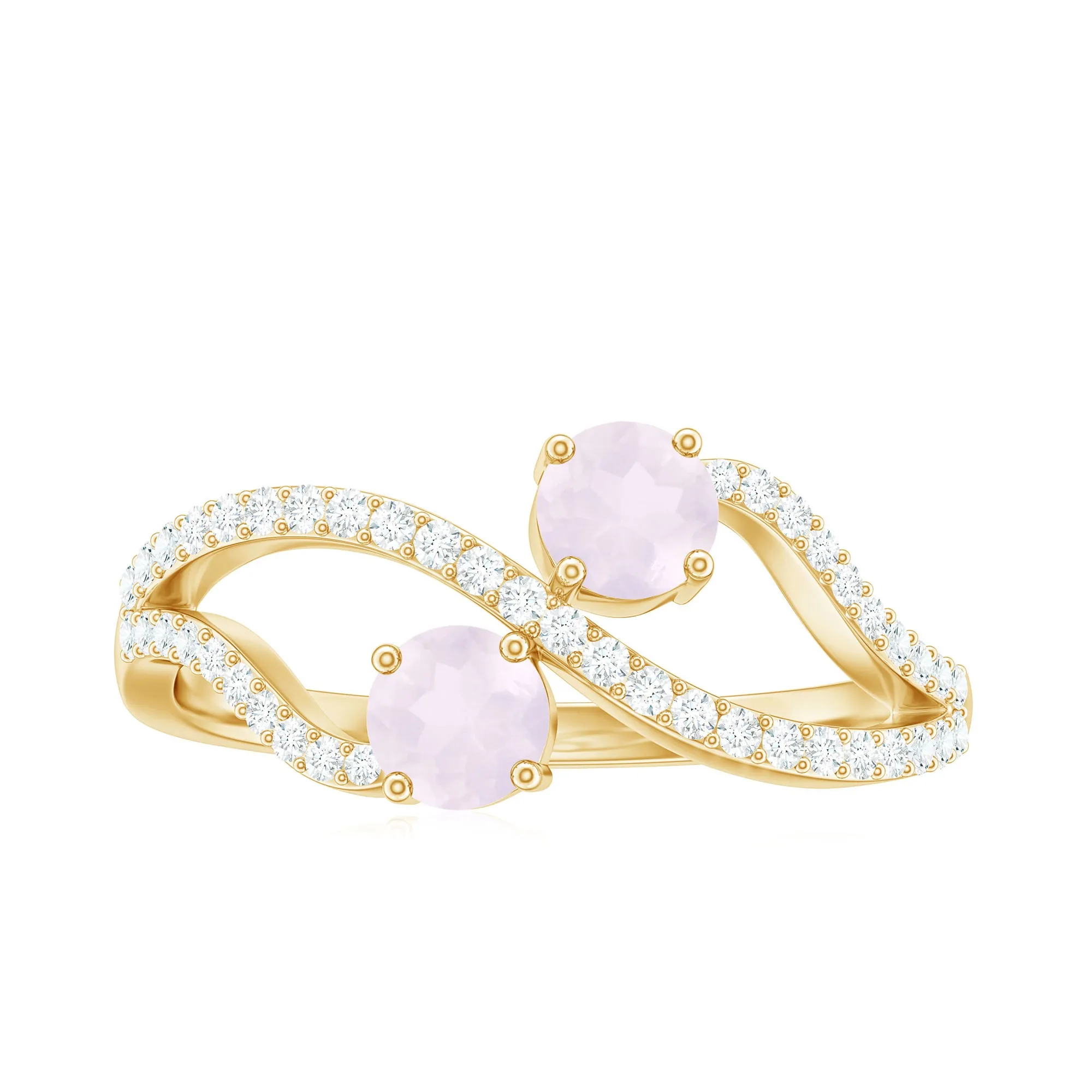 3/4 CT Minimal Rose Quartz and Diamond Engagement Ring