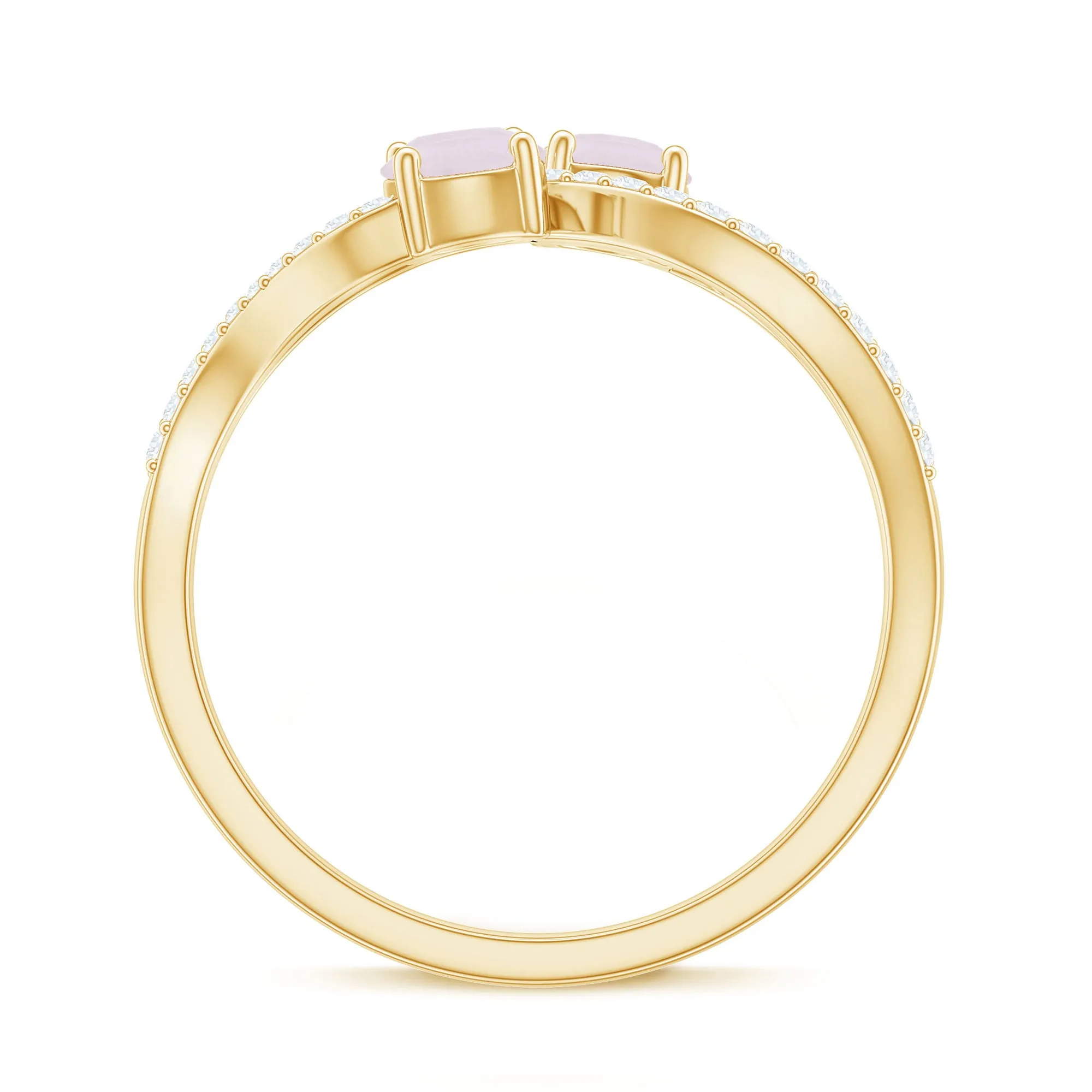 3/4 CT Minimal Rose Quartz and Diamond Engagement Ring